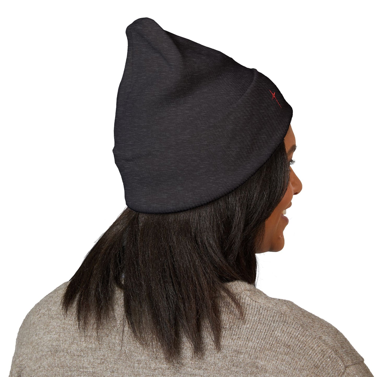 Embroidered Minimal Star Cuffed Beanie — Classic Knit Winter Hat