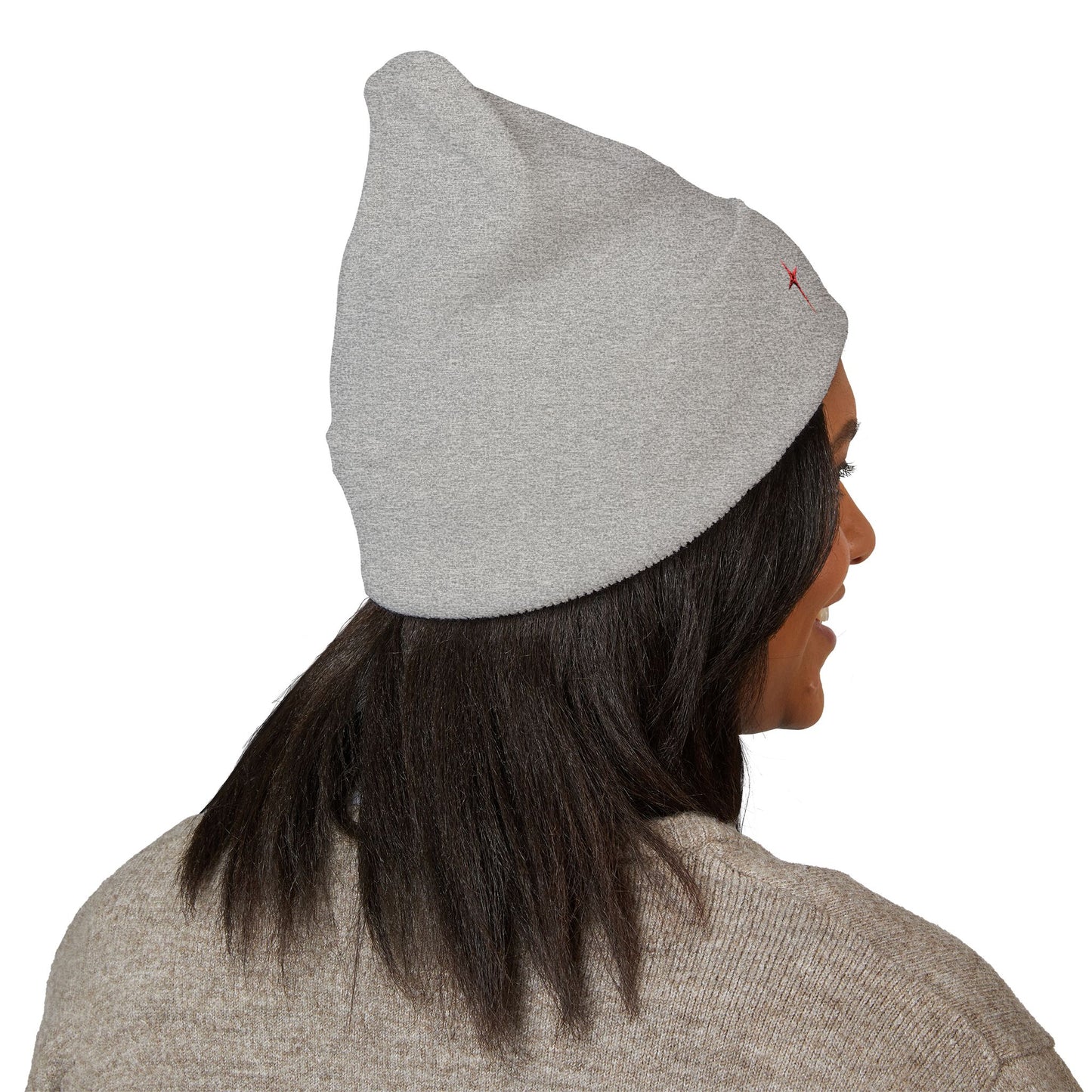 Embroidered Minimal Star Cuffed Beanie — Classic Knit Winter Hat