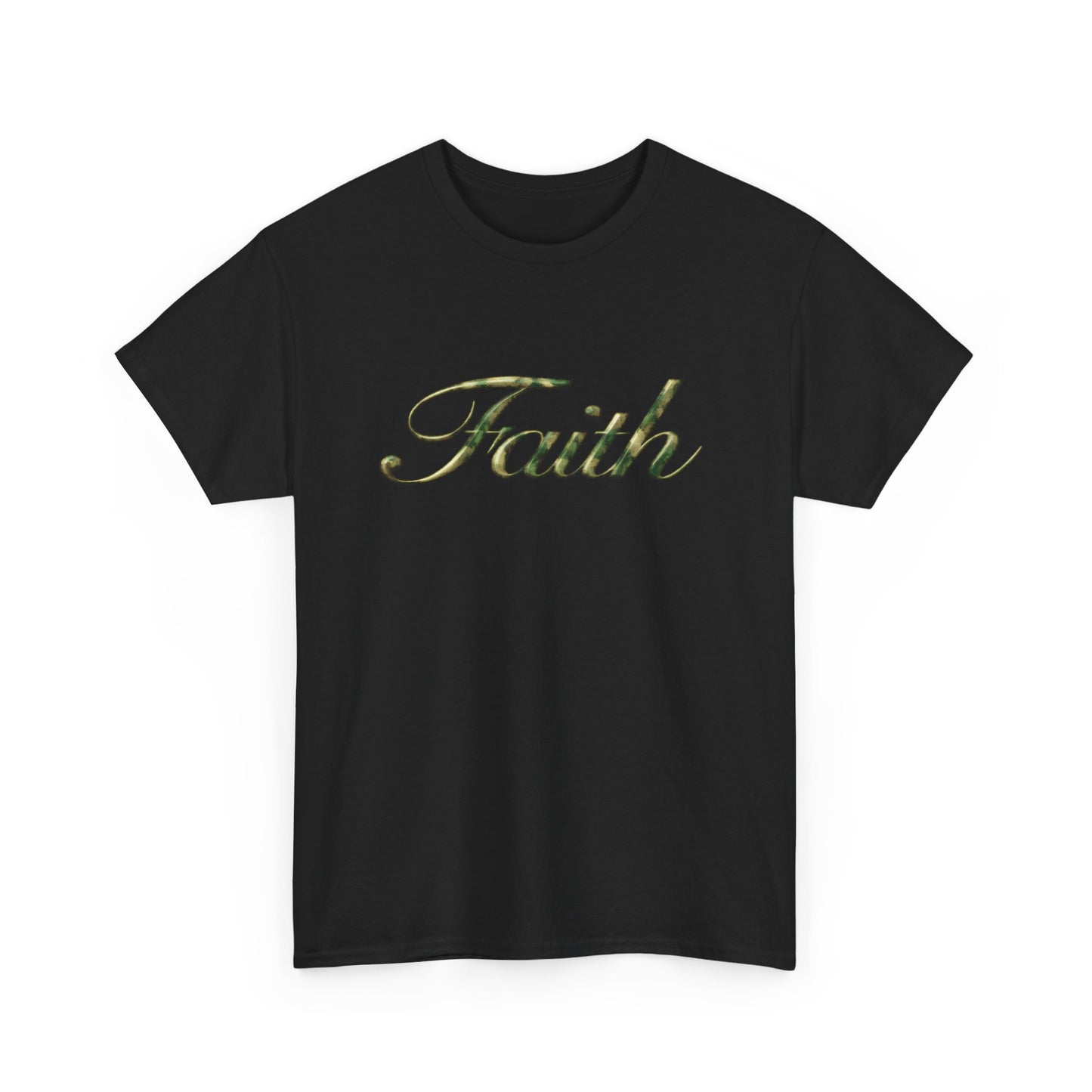 Faith Script Tee — Camouflage Crown Graphic Shirt