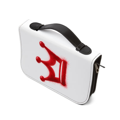 Bible Cover — "Hand Crafted by God" Zippered Bible Case with Red Crown Design