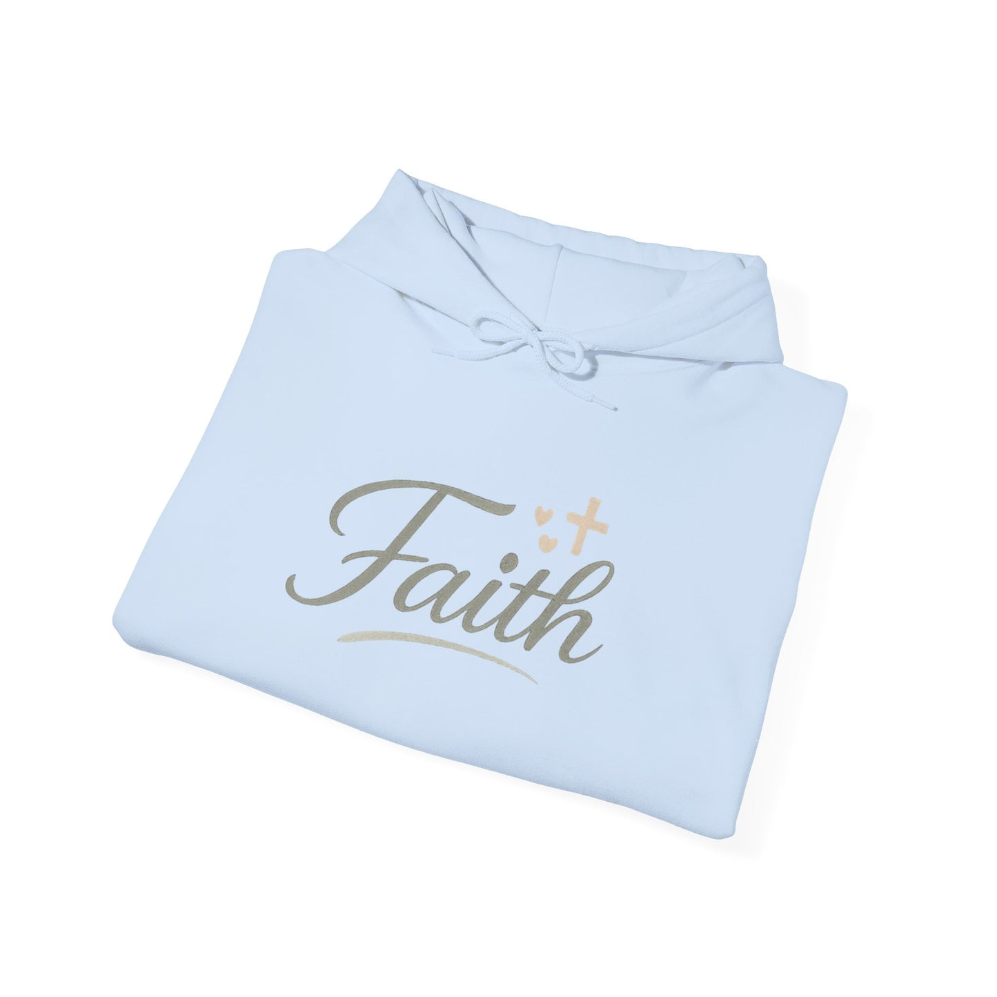 Faith Script Hoodie — Inspirational Christian Pullover with Cross Accent