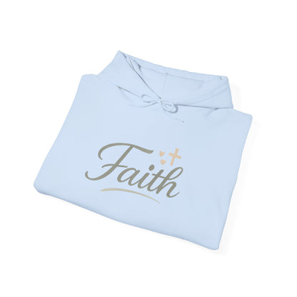 Faith Script Hoodie — Inspirational Christian Pullover with Cross Accent
