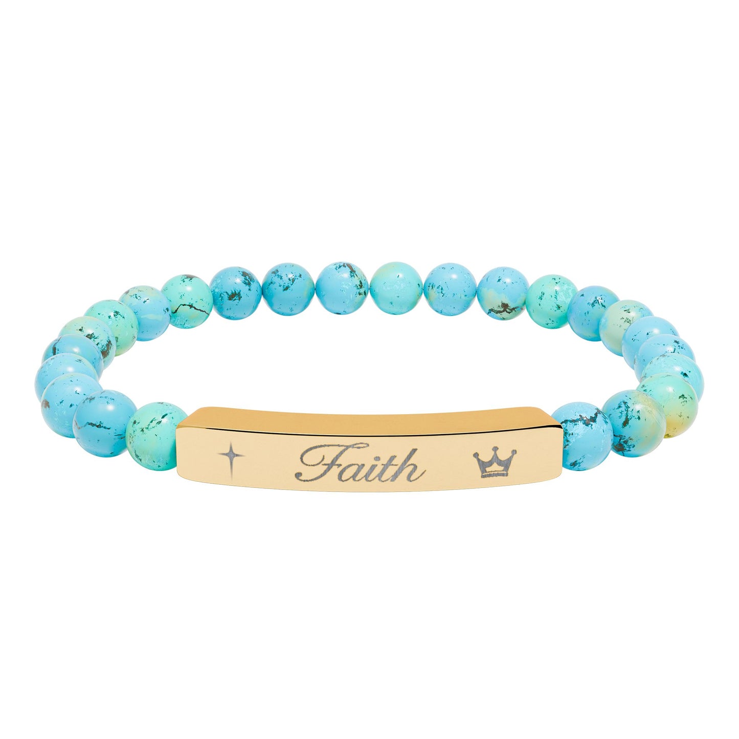 Engraved 'Faith' Natural Stone Stretch Bracelet