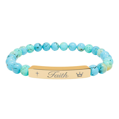 Engraved 'Faith' Natural Stone Stretch Bracelet