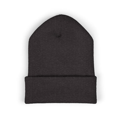 Embroidered Minimal Star Cuffed Beanie — Classic Knit Winter Hat