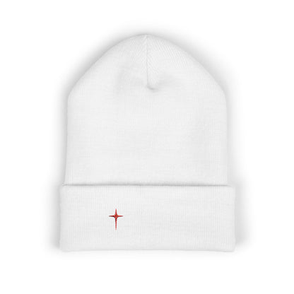 Embroidered Minimal Star Cuffed Beanie — Classic Knit Winter Hat