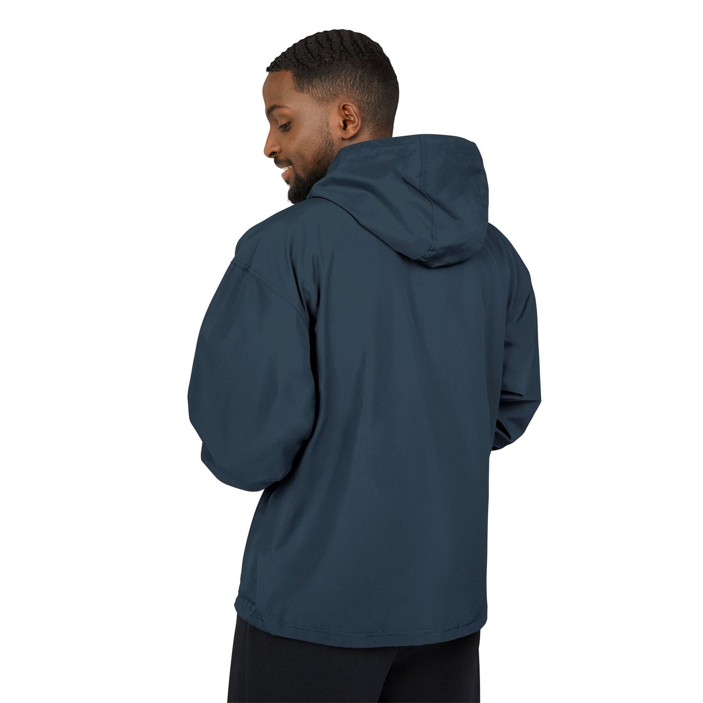 Packable Orange Anorak Jacket — Lightweight Hooded Windbreaker with Small Embroidered Design