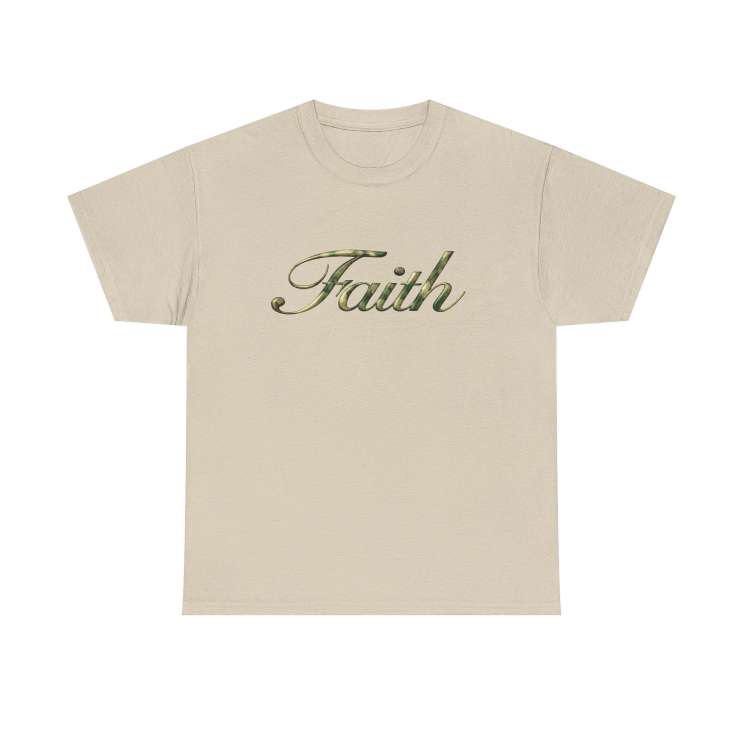 Faith Script Tee — Camouflage Crown Graphic Shirt