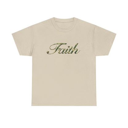 Faith Script Tee — Camouflage Crown Graphic Shirt