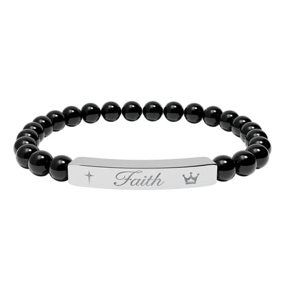 Engraved 'Faith' Natural Stone Stretch Bracelet