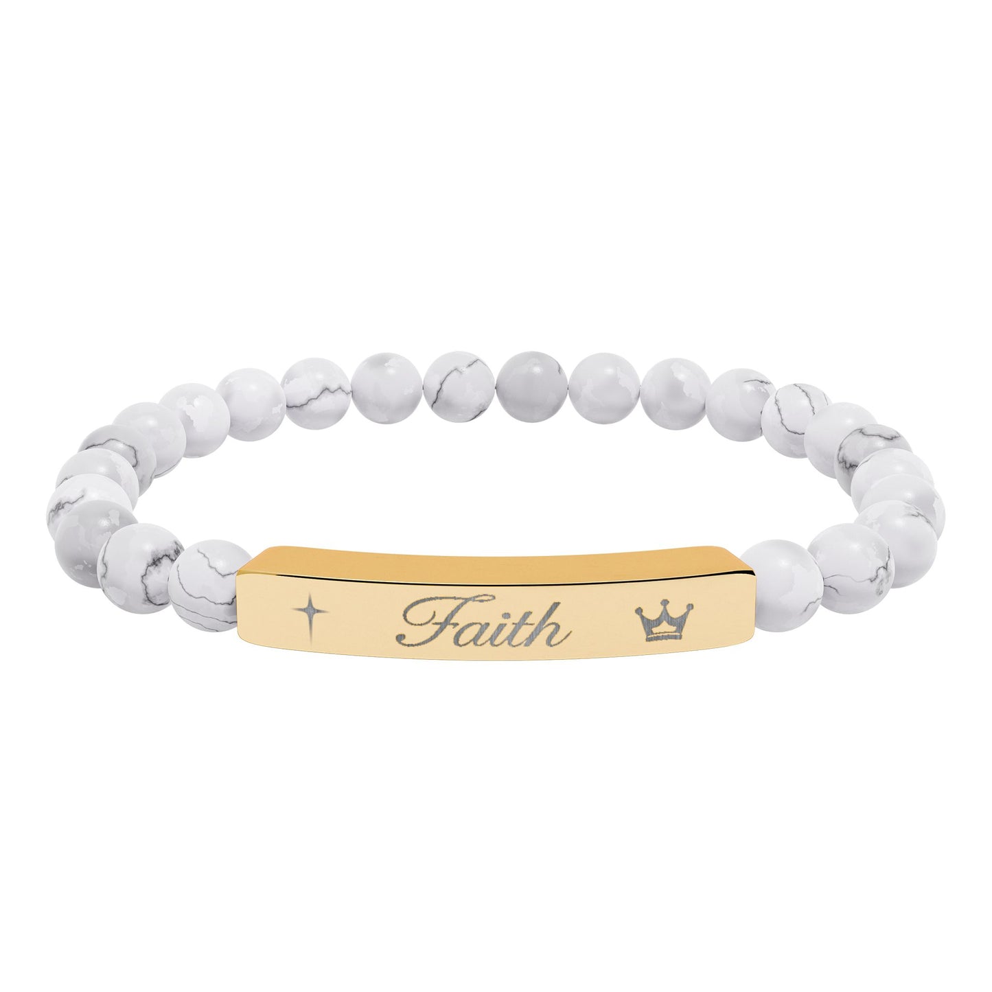 Engraved 'Faith' Natural Stone Stretch Bracelet