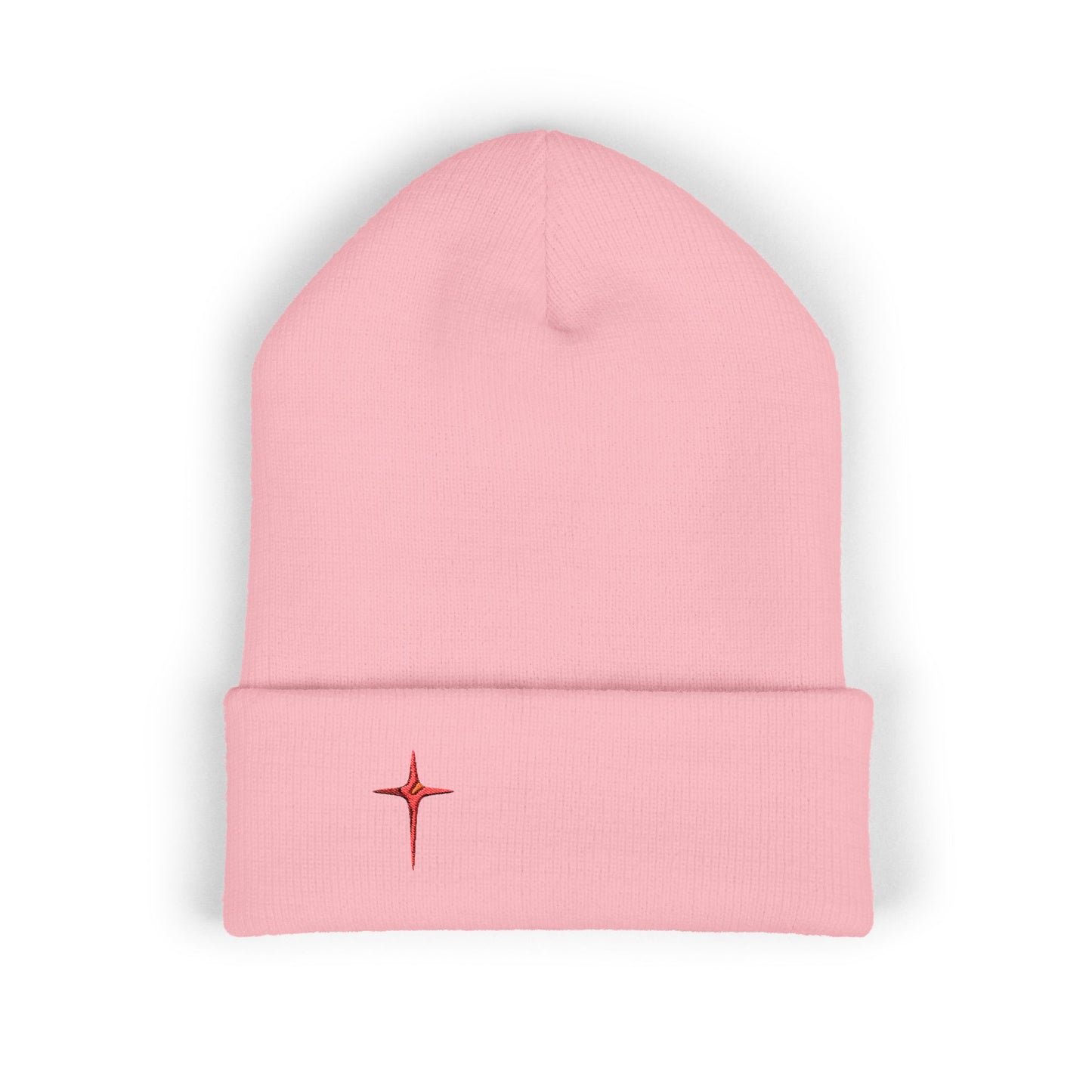 Embroidered Red Star Cuffed Beanie