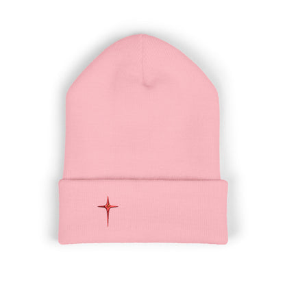 Embroidered Red Star Cuffed Beanie