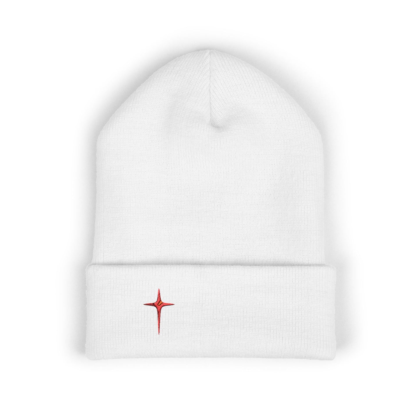 Embroidered Red Star Cuffed Beanie