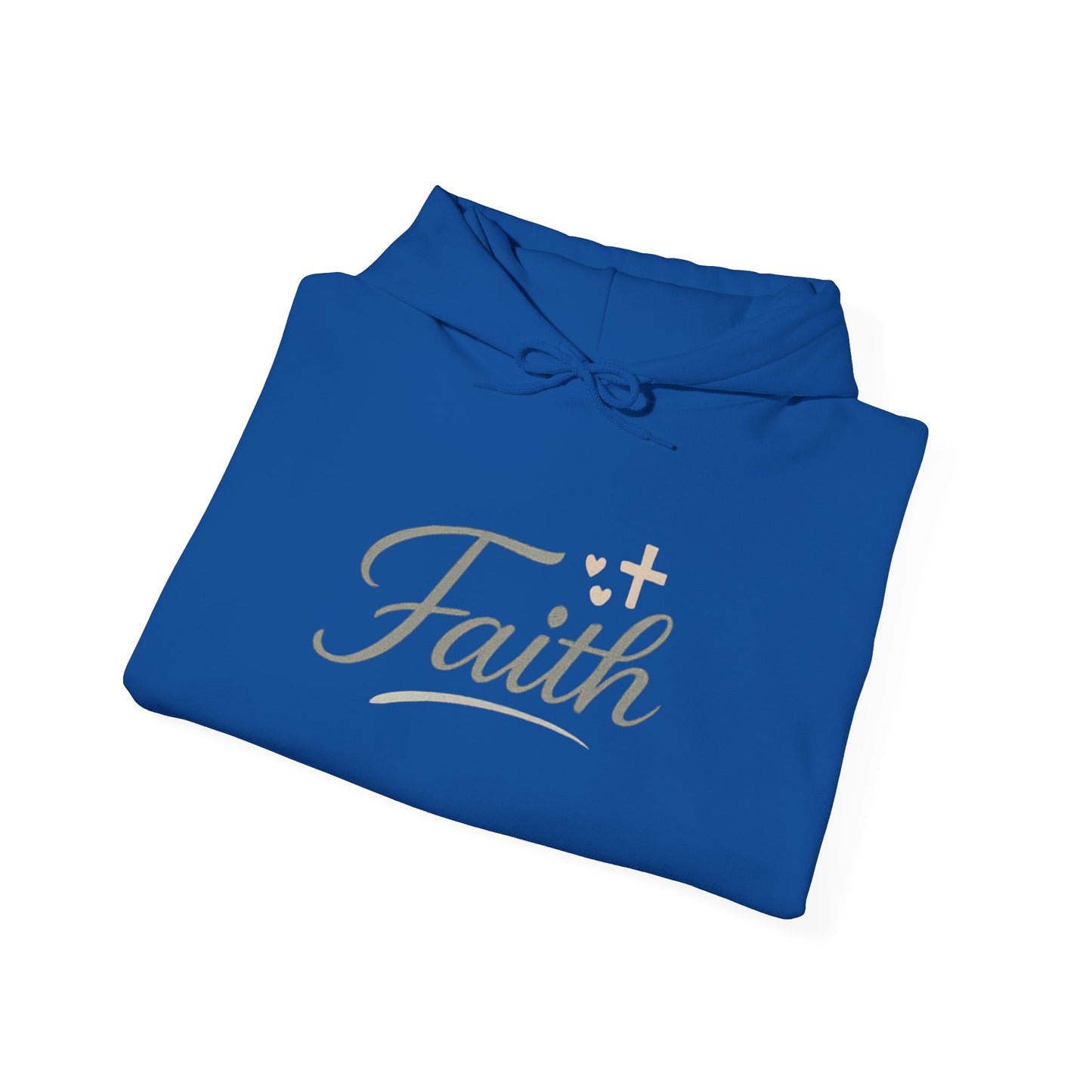 Faith Script Hoodie — Inspirational Christian Pullover with Cross Accent
