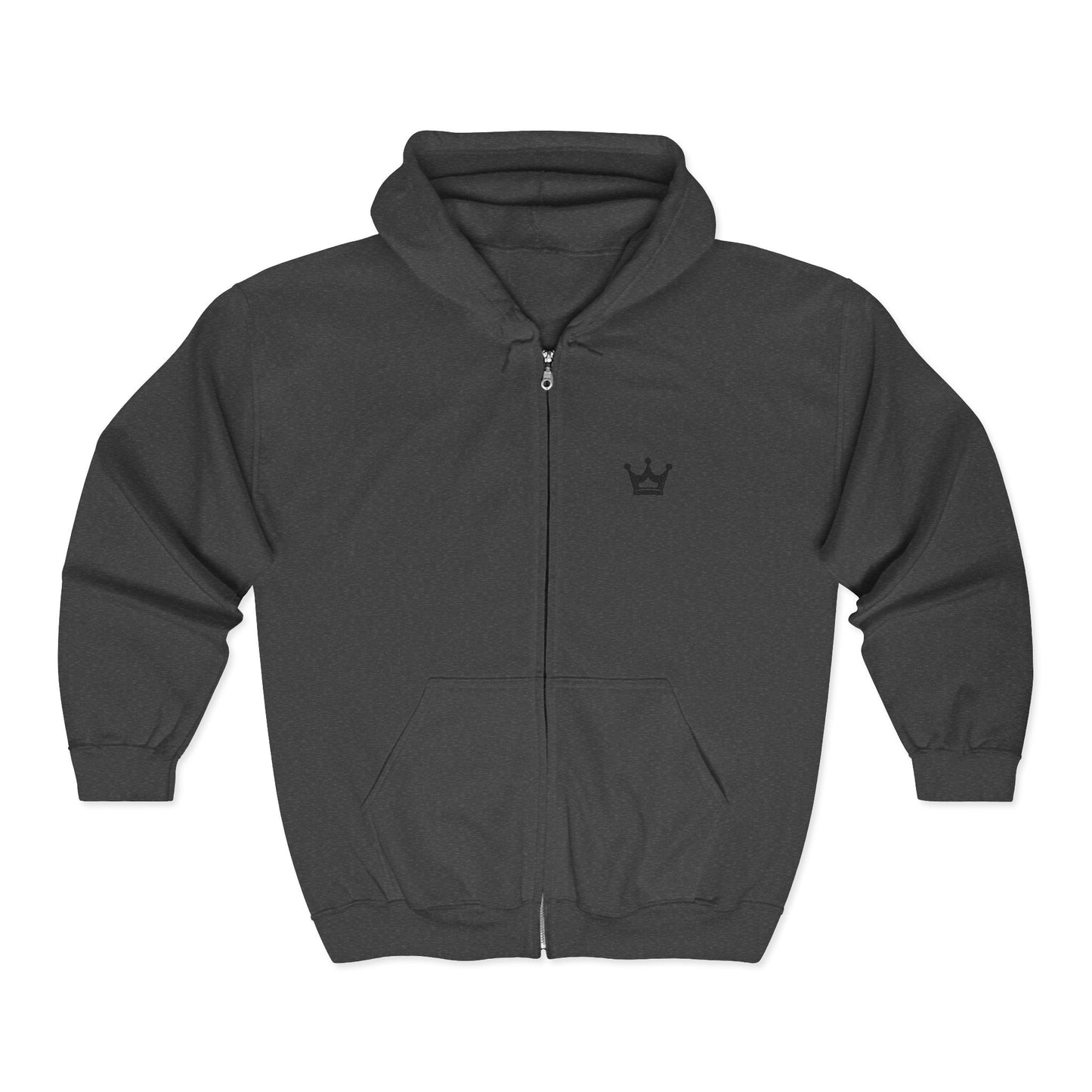 Crown Logo Zip Hoodie - Minimal Royal Emblem Full-Zip Sweatshirt