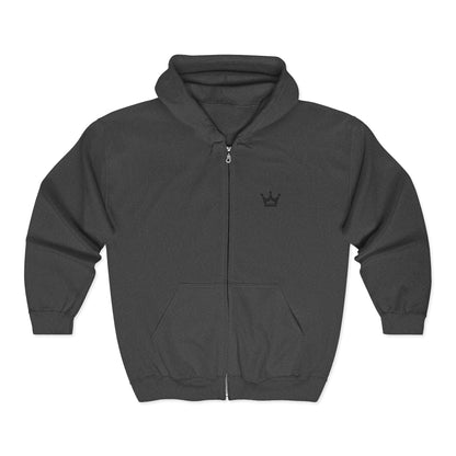 Crown Logo Zip Hoodie - Minimal Royal Emblem Full-Zip Sweatshirt