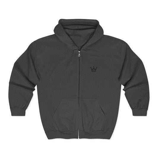 Crown Logo Zip Hoodie - Minimal Royal Emblem Full-Zip Sweatshirt