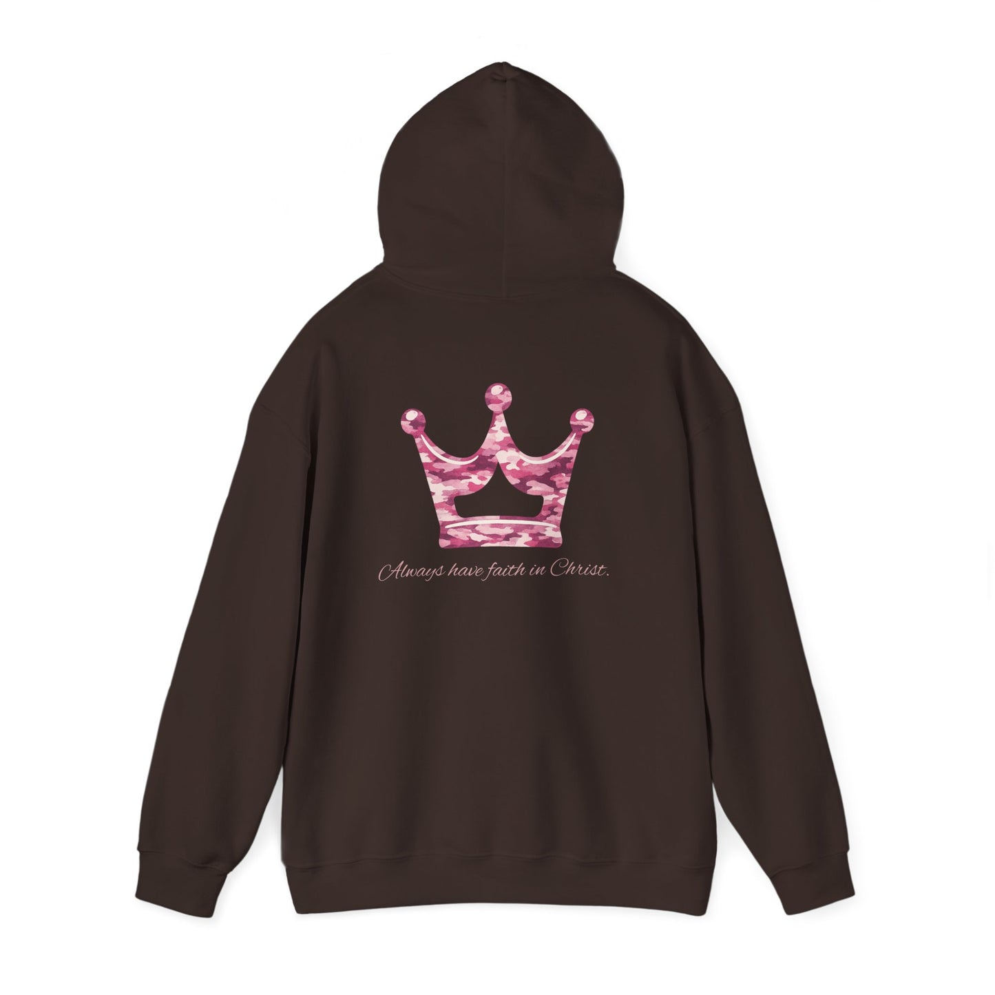 Faith Hoodie — Pink Crown Christian Sweatshirt (Script Faith text)