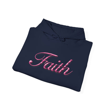 Faith Hoodie — Pink Crown Christian Sweatshirt (Script Faith text)