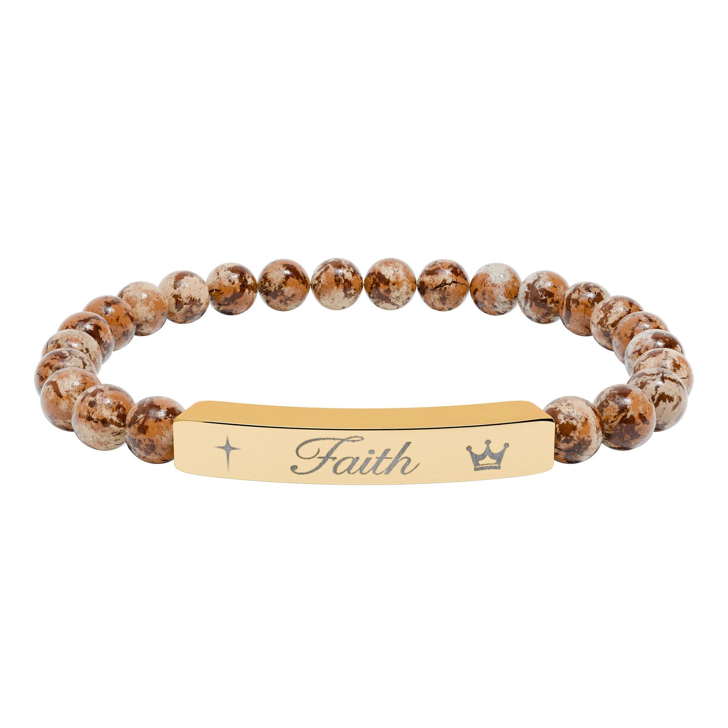 Engraved 'Faith' Natural Stone Stretch Bracelet
