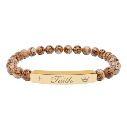 Engraved 'Faith' Natural Stone Stretch Bracelet