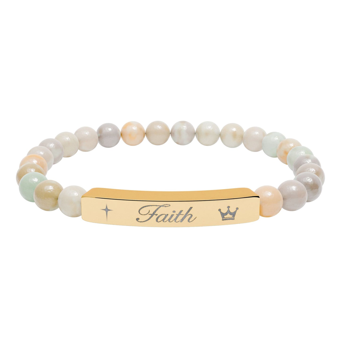 Engraved 'Faith' Natural Stone Stretch Bracelet