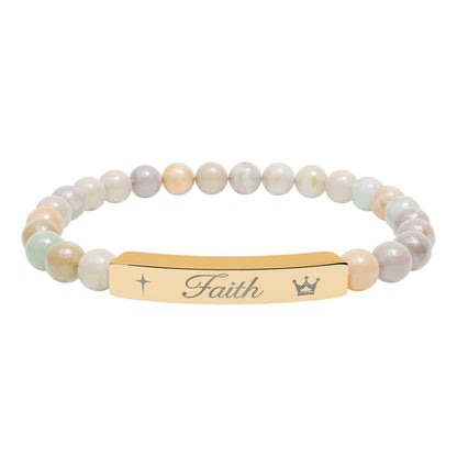 Engraved 'Faith' Natural Stone Stretch Bracelet