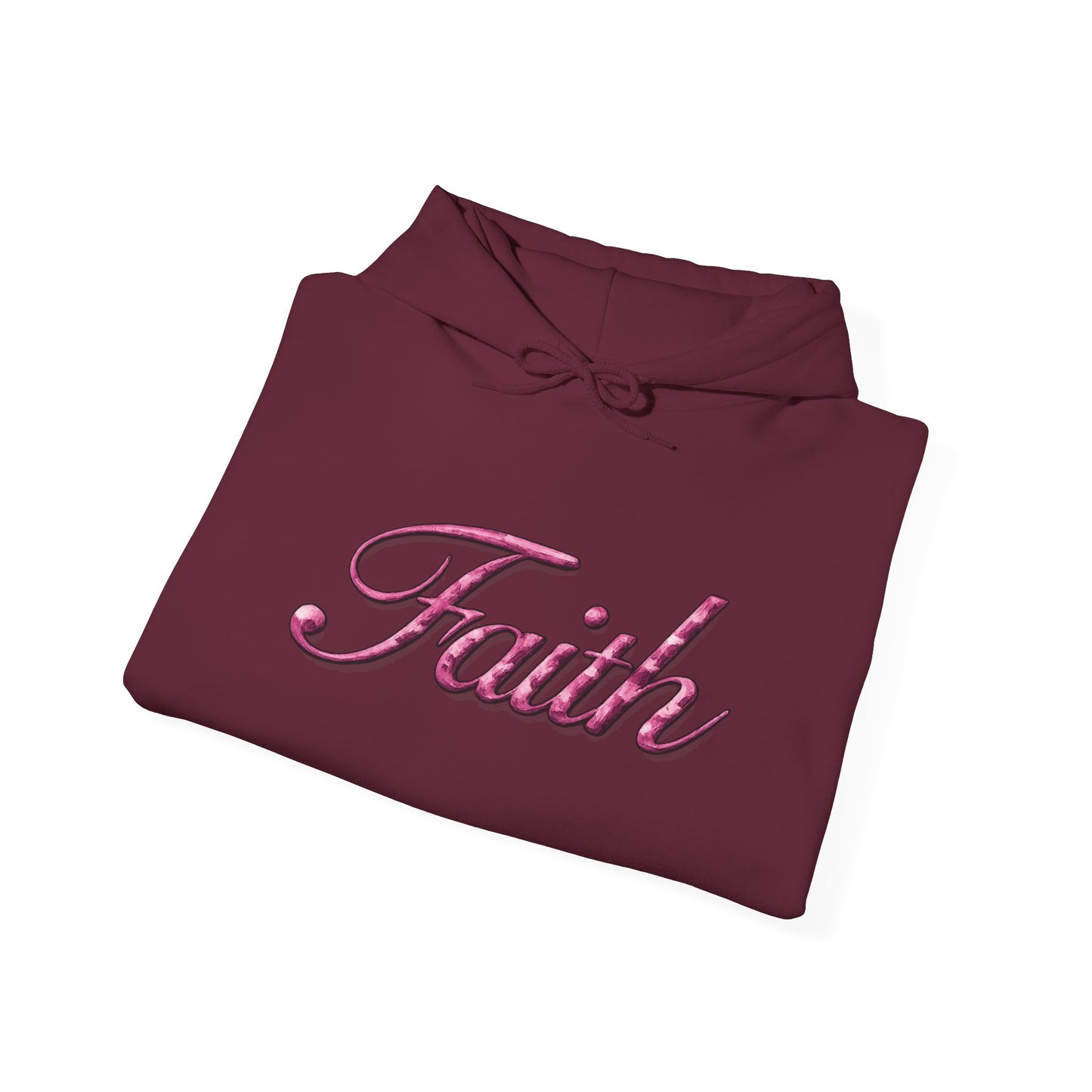 Faith Hoodie — Pink Crown Christian Sweatshirt (Script Faith text)