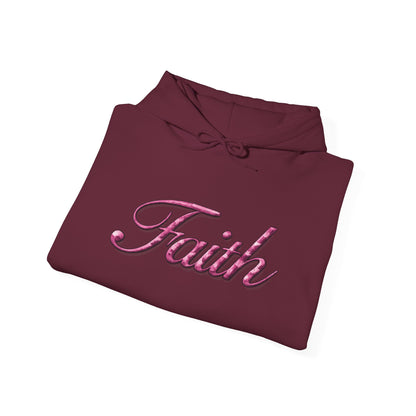Faith Hoodie — Pink Crown Christian Sweatshirt (Script Faith text)