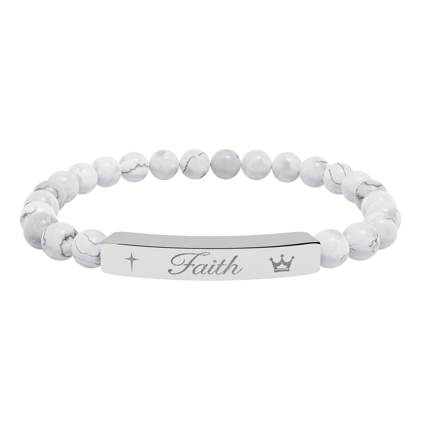 Engraved 'Faith' Natural Stone Stretch Bracelet