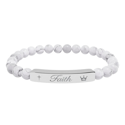 Engraved 'Faith' Natural Stone Stretch Bracelet