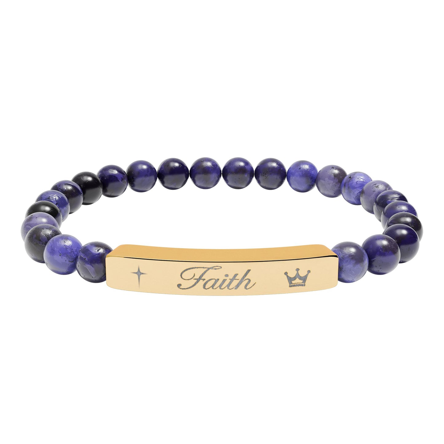 Engraved 'Faith' Natural Stone Stretch Bracelet