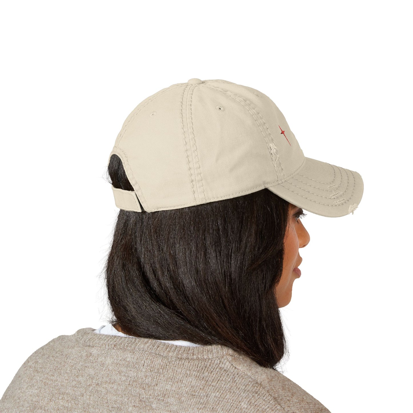 Distressed Embroidered Cross Dad Hat — Retro Worn Baseball Cap