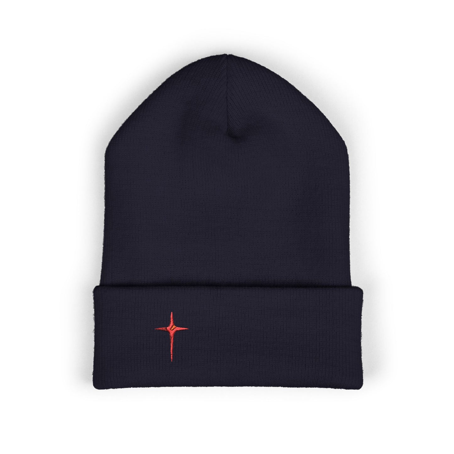 Embroidered Red Star Cuffed Beanie