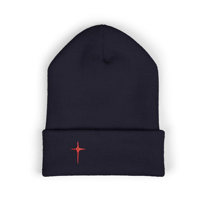 Embroidered Red Star Cuffed Beanie