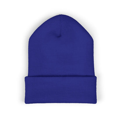 Embroidered Minimal Star Cuffed Beanie — Classic Knit Winter Hat