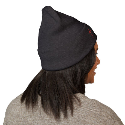 Embroidered Red Star Cuffed Beanie