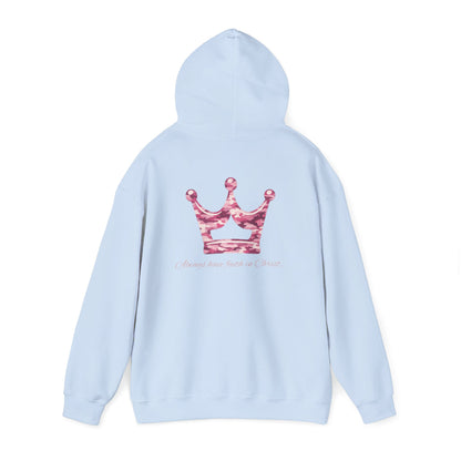 Faith Hoodie — Pink Crown Christian Sweatshirt (Script Faith text)