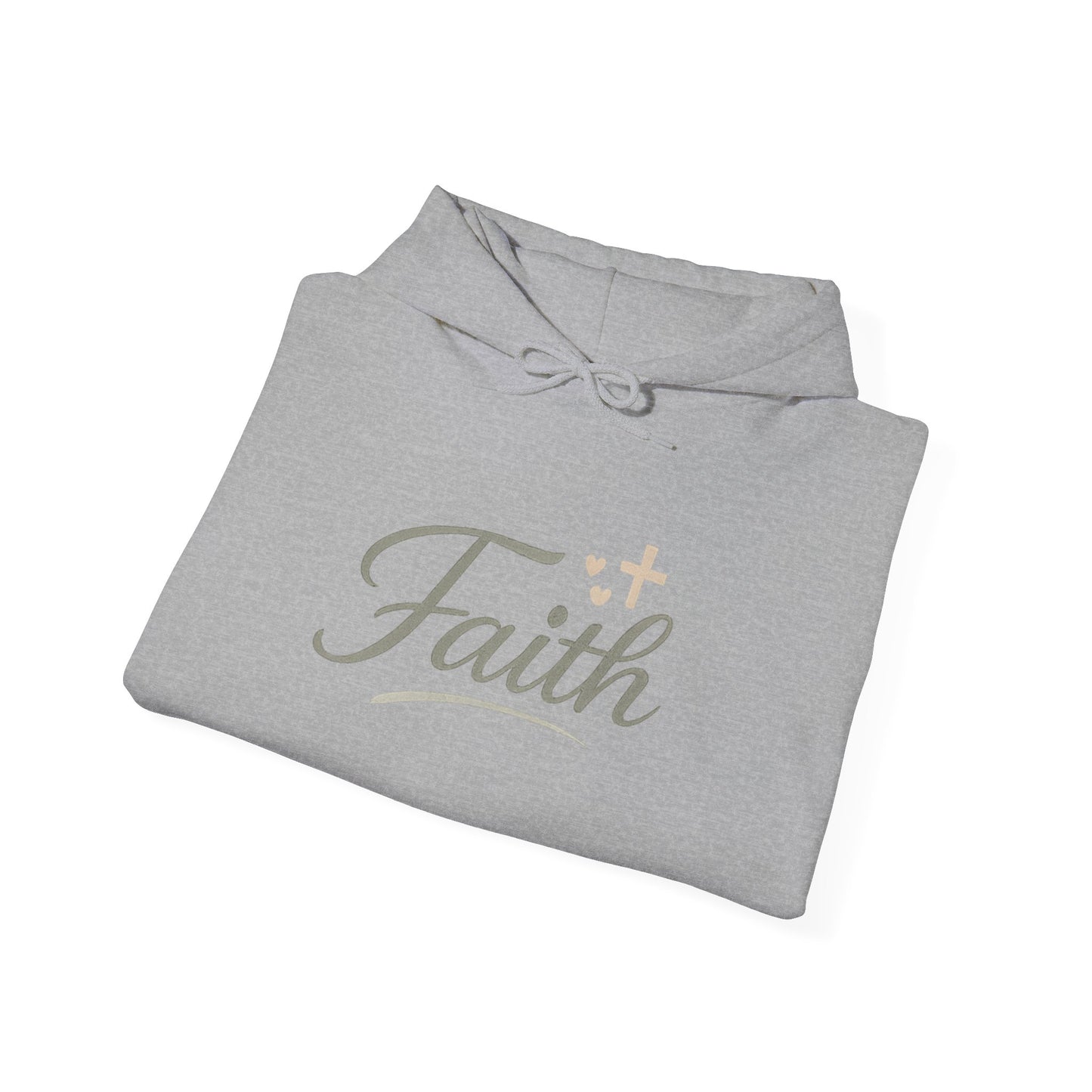 Faith Script Hoodie — Inspirational Christian Pullover with Cross Accent