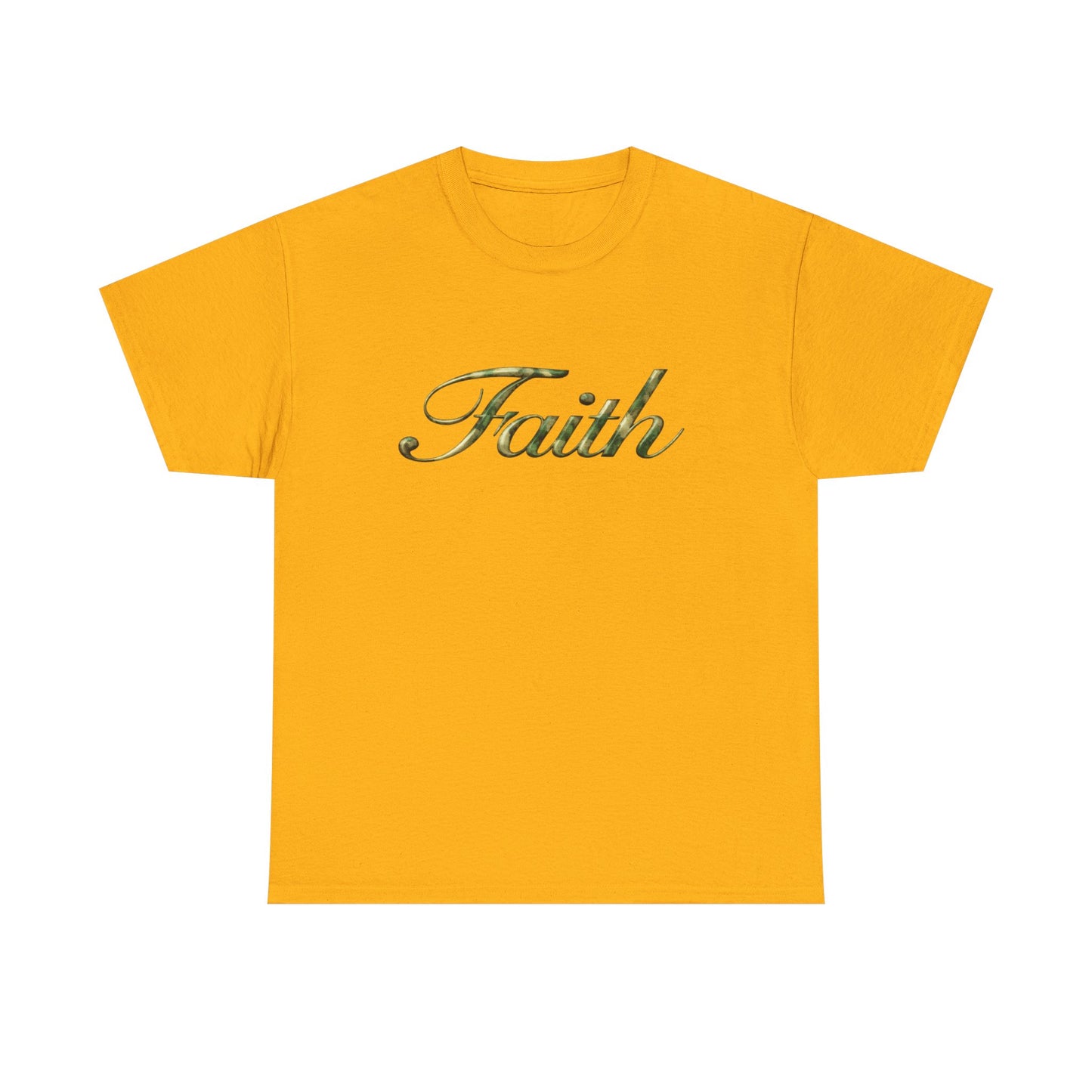 Faith Script Tee — Camouflage Crown Graphic Shirt