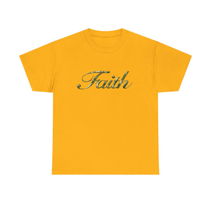 Faith Script Tee — Camouflage Crown Graphic Shirt