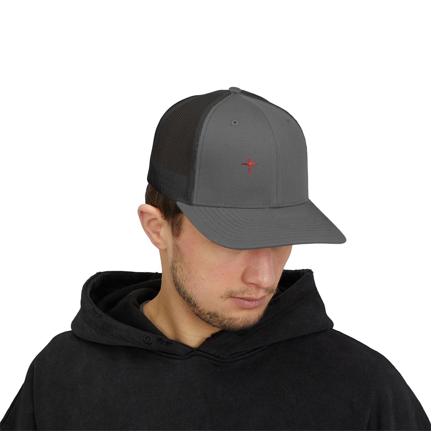 Embroidered Cardinal Star Trucker Cap